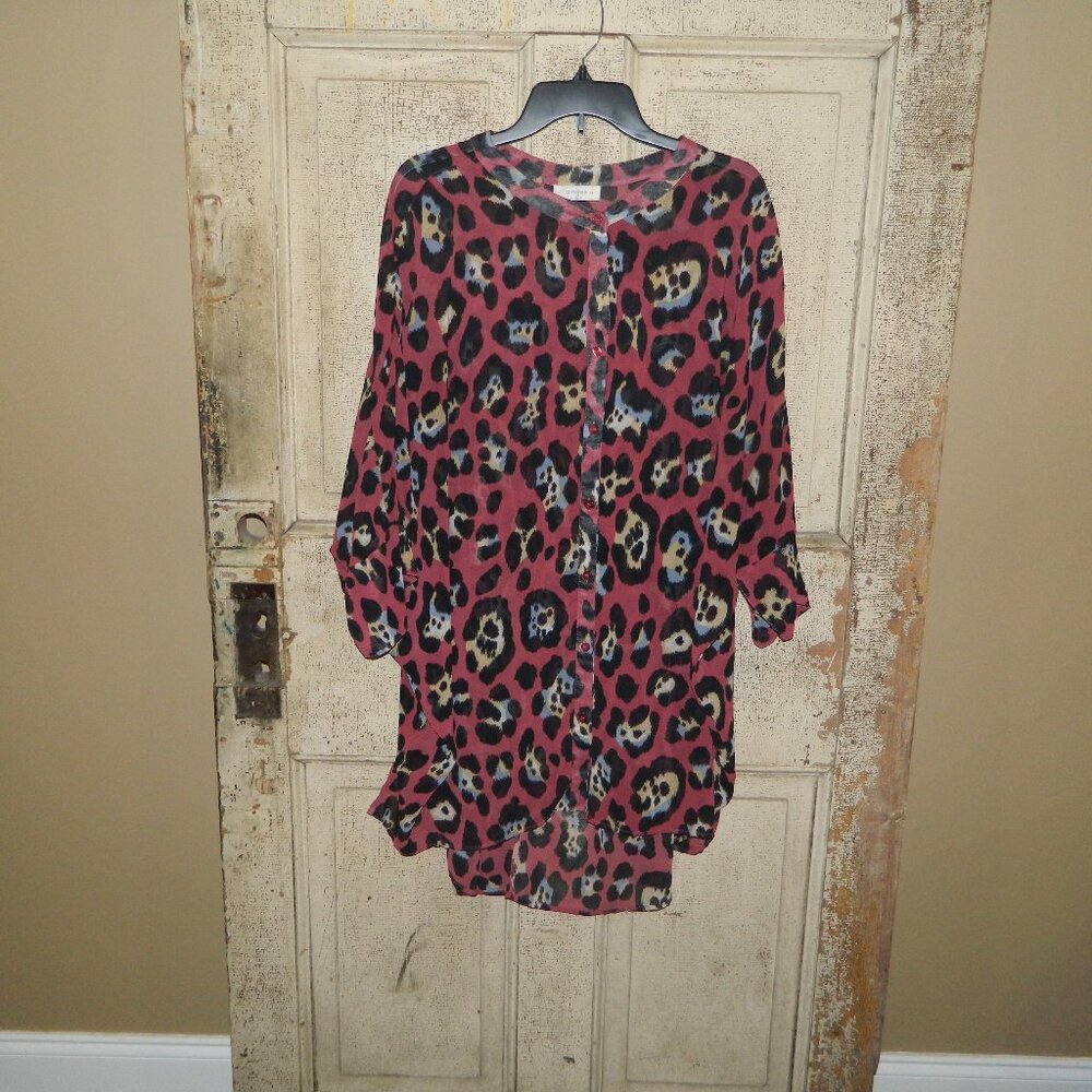 Umgee Leopard Print Oversized Button Front Size 3X (TT-54)